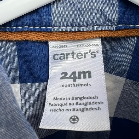 Carter's Plaid Poplin Button Down Shirt - Picture 5 of 5